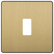BG RPCDSB1B Evolve Grid Satin Brass 1 Module Square Front Plate - Black Trim by British General (BG-RPCDSB1B-Shopify-SA_1)