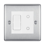 BG Brushed Steel 2 Gang Custom Switch 1x 2 Way Switch 1x Master Touch Dimmer White Inserts