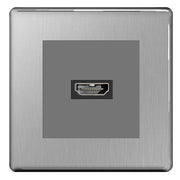 BG Nexus Screwless Brushed Steel HDMI Socket Grey insert by British General (BG-EMHDMIG+FBSEMS2)