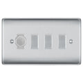 BG Brushed Steel 4 Gang Light Switch 1x Trailing Edge LED Dimmer 3x 2 Way Custom Switch