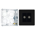 BG Screwless Matt Black 2 Gang Isolated Coaxial Socket FFB63 with 25mm Steel Back Box