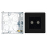 BG Screwless Matt Black 2 Gang Isolated Coaxial Socket FFB63 with 25mm Steel Back Box
