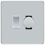 BG Nexus Polished Chrome Screwless 2 Gang Switch 1x Trailing Edge LED Dimmer 1x Intermediate Switch by British General (BG-SCRL-PC-2G-CUSTOM-1x-Dimmer-1x-INT)