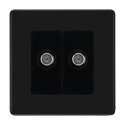 BG Screwless Matt Black Double Satellite Socket FFB642B by British General (BG-FFB642B)