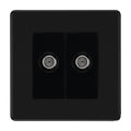 BG Screwless Matt Black Double Satellite Socket FFB642B
