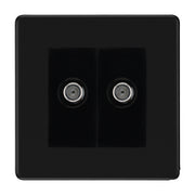 BG Screwless Matt Black Double Satellite Socket FFB642B by British General (BG-FFB642B)