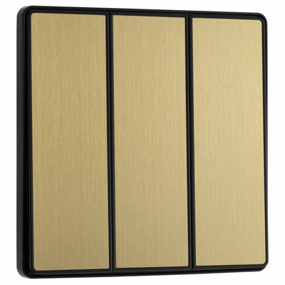 BG Evolve Satin Brass 3 Gang 2-Way 20A Edge to Edge Rocker Light Switch | PCDSB43EB