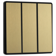 BG Evolve Satin Brass 3 Gang 2-Way 20A Edge to Edge Rocker Light Switch | PCDSB43EB by British General (BG-PCDSB43EB)