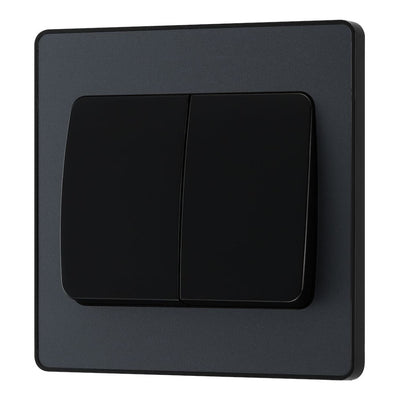 BG Evolve Matt Grey 2G Wide Rocker Light Switch PCDMG42WB with 35mm Steel Back Box