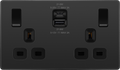 BG Evolve PCDBC22UAC22B 13A Double Switched Socket + USB A+C (22W) - Black Chrome