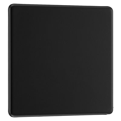 BG Screwless Matt Black Single Blanking Plate FFB94 with 25mm Steel Back Box