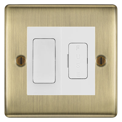 BG Nexus Metal Antique Brass 20A Double Pole Switch & 13A Fused Spur Plate | White Insert