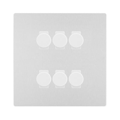 BG Evolve Brushed Steel 6 Gang Trailing Edge LED Dimmer Light Switch 2 Way Custom Switch by British General (Evolve-BS-CUSTOM-6GANG-6xDIMMER-2WAY)