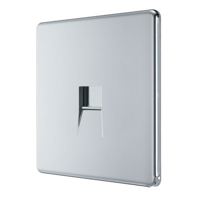 BG Screwless Polished Chrome 1 Gang Secondary Telephone Socket FPCBTS1 with 35mm Steel Back Box