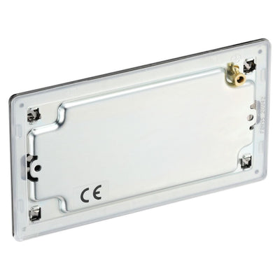 BG Screwless Black Nickel Double Blank Plate FBN95 with 25mm Steel Back Box