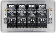BG NBS84P 4 Gang, 2 Way, 400w Dimmer Switches-push Type Brushed Steel
