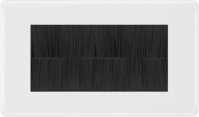 BG Nexus White Double 4 Gang Brush Cable Entry Wall Plate | Black Insert by British General (BG-8EMR4+EMFO)