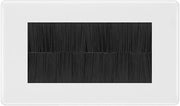 BG Nexus White Double 4 Gang Brush Cable Entry Wall Plate | Black Insert by British General (BG-8EMR4+EMFO)