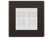 BG Screwless Black Nickel 2 Gang RJ45 Data Socket FBNRJ452W White Inserts by British General (BG-FBNRJ452W)
