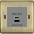 BG Nexus Antique Brass 45W USB Wall Socket Euro Module USB-A & C - Grey Insert