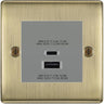 BG Nexus Antique Brass 45W USB Wall Socket Euro Module USB-A & C - Grey Insert by British General (BG-NABEMS2+EMUSBAC45G)