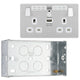 BG Evolve Brushed Steel Double USB Socket with WiFi Extender PCDBS22UWRW with 35mm Steel Back Box