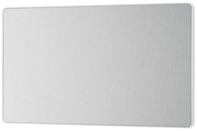 BG Evolve PCDBS95W Double Blank Plate - Brushed Steel (White) by British General (BG-PCDBS95W)