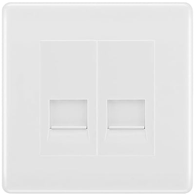 BG White Moulded Double RJ11 Telephone Socket NWMRJ112 - White Insert by British General (BG-NWMRJ112W)