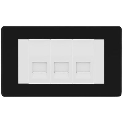 BG Screwless Matt Black 3 Gang IDC Secondary Telephone Socket - White Insert by British General (BG-FFBBTS3W)