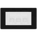 BG Screwless Matt Black 3 Gang IDC Secondary Telephone Socket - White Insert