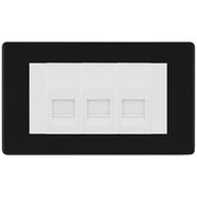 BG Screwless Matt Black 3 Gang IDC Secondary Telephone Socket - White Insert by British General (BG-FFBBTS3W)