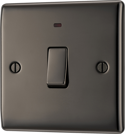 BG NBN31 Nexus Metal Black Nickel 1 Gang 20A 2 Pole Neon Switch