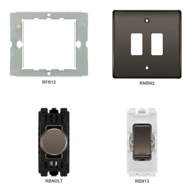 BG Black Nickel 2G Switch 1x Dual Mode LED Dimmer 1x Intermediate Switch