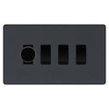 BG Evolve Matt Grey 4 Gang Light Switch 1x Trailing Edge LED Dimmer 3x 2 Way Custom Switch