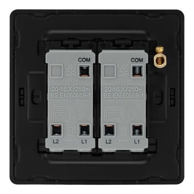 BG Evolve Polished Copper 2 Way Double Edge to Edge Rocker Switch PCDCP42EB with 35mm Steel Back Box