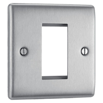 BG Nexus Brushed Steel Single Secondary Telephone Socket, Screw Terminal - Black Insert