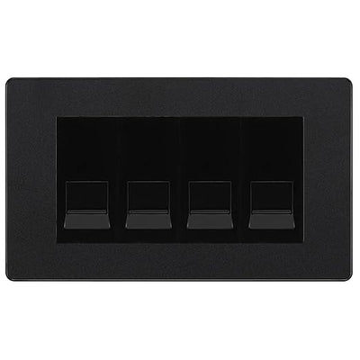 BG Evolve Matt Black 4 Gang IDC Secondary Telephone Socket - Black Insert