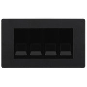 BG Evolve Matt Black 4 Gang IDC Secondary Telephone Socket - Black Insert by British General (BG-PCDMBBTS4B)