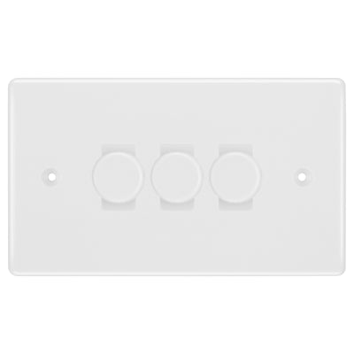 BG White 3 Gang Trailing Edge LED Dimmer Light Switch 2 Way Custom Switch by British General (BG-NEXUS-WM-3G-CUSTOM-3xDIMMER-2WAY)
