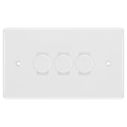 BG White 3 Gang Trailing Edge LED Dimmer Light Switch 2 Way Custom Switch by British General (BG-NEXUS-WM-3G-CUSTOM-3xDIMMER-2WAY)
