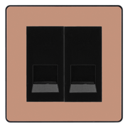 BG Evolve Polished Copper Double Secondary Telephone Socket, Screw Terminal - Black Insert by British General (BG-PCDCPEMS2B+EMBTSSB)