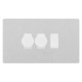 BG Evolve Brushed Steel 3 Gang Switch 2x Trailing Edge LED Dimmer 1x Intermediate Custom Grid Switch