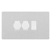 BG Evolve Brushed Steel 3 Gang Switch 2x Trailing Edge LED Dimmer 1x Intermediate Custom Grid Switch by British General (BG-Evolve-BS-3G-CUSTOM-2x-Dimmer-1x-INT)