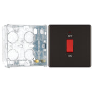 BG Screwless Black Nickel 45A DP Single Plate + Neon FBN74 with 35mm Steel Back Box by British General