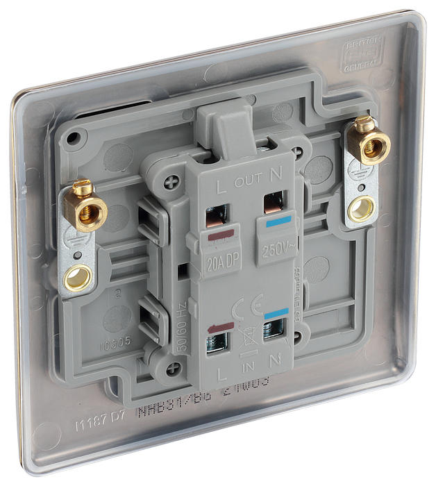 NAB31 Back - This 20A double pole switch with indicator from British General has been designed for the connection of refrigerators water heaters, central heating boilers and many other fixed appliances.