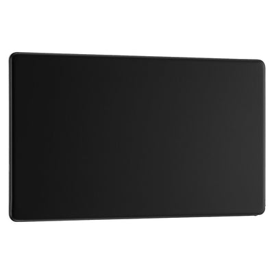 BG Screwless Matt Black Double Blanking Plate FFB95 with 25mm Steel Back Box
