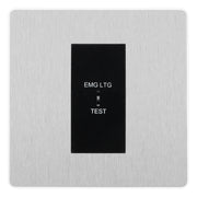 BG Evolve Brushed Steel 20AX 2 Way Emergency Lighting Test Key Switch - Black Insert