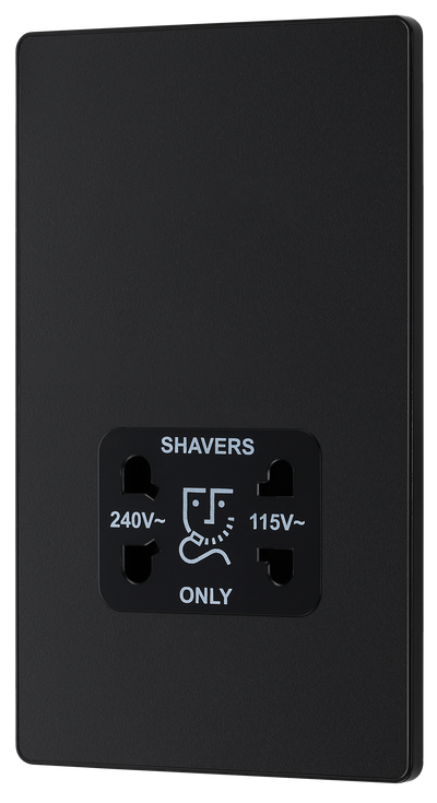BG Evolve PCDMB20B Matt Black 115-240V Dual Voltage Socket-Black Insert