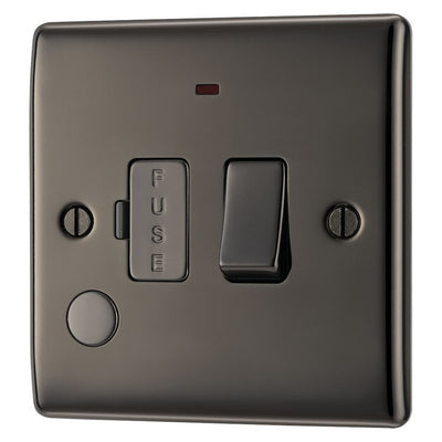 BG Nexus Black Nickel 13A Flex Output Neon Switched Fused Connection Unit NBN53 with 35mm Steel Back Box