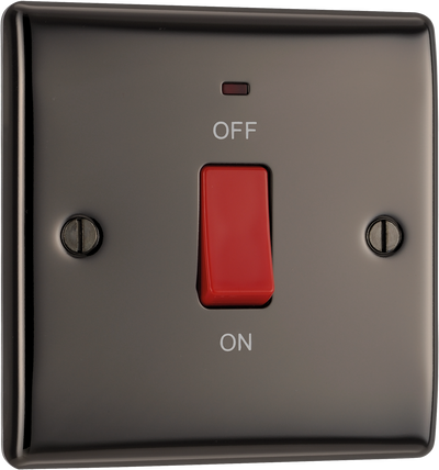BG NBN74 Nexus Metal Black Nickel 45A 2 Pole Neon Cooker Switch by British General (BG-NBN74-Shopify-SA_1)